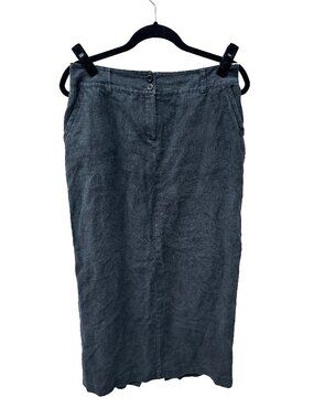 Plum Charcoal Linen Midi Skirt Tailored Straight Minimalist Quiet Luxury